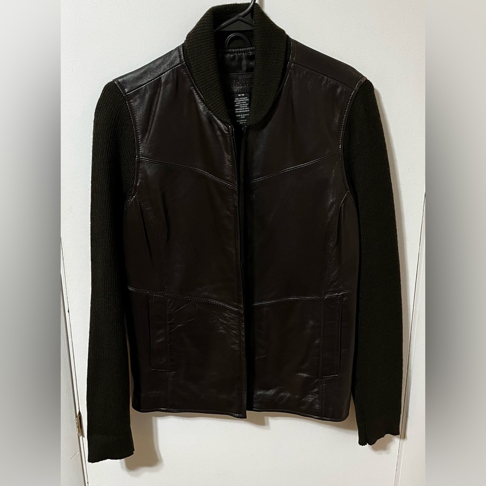 Jaclyn Smith Classic Jacket Vintage Leather and Knit Size M Lined Bomber Biker